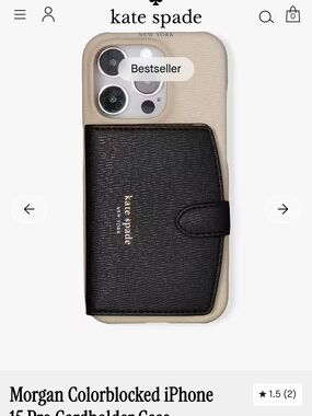 kate spade Black & Cream Morgan Cardholder iPhone Case